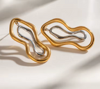 Mixed Metal Wave Earrings